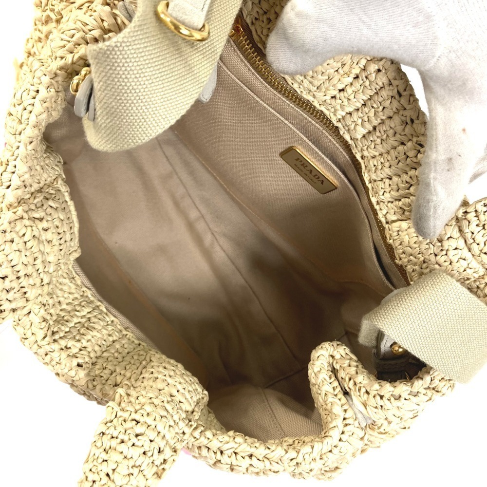 PRADA Cream Raffia Shoulder Bag - Picture 9 of 10